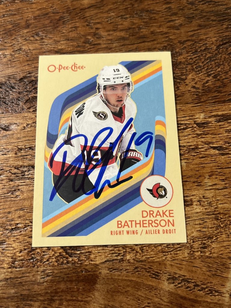 Drake Batherson IP Signed 2023-24 O-Pee-Chee Retro Card Senators Autographed