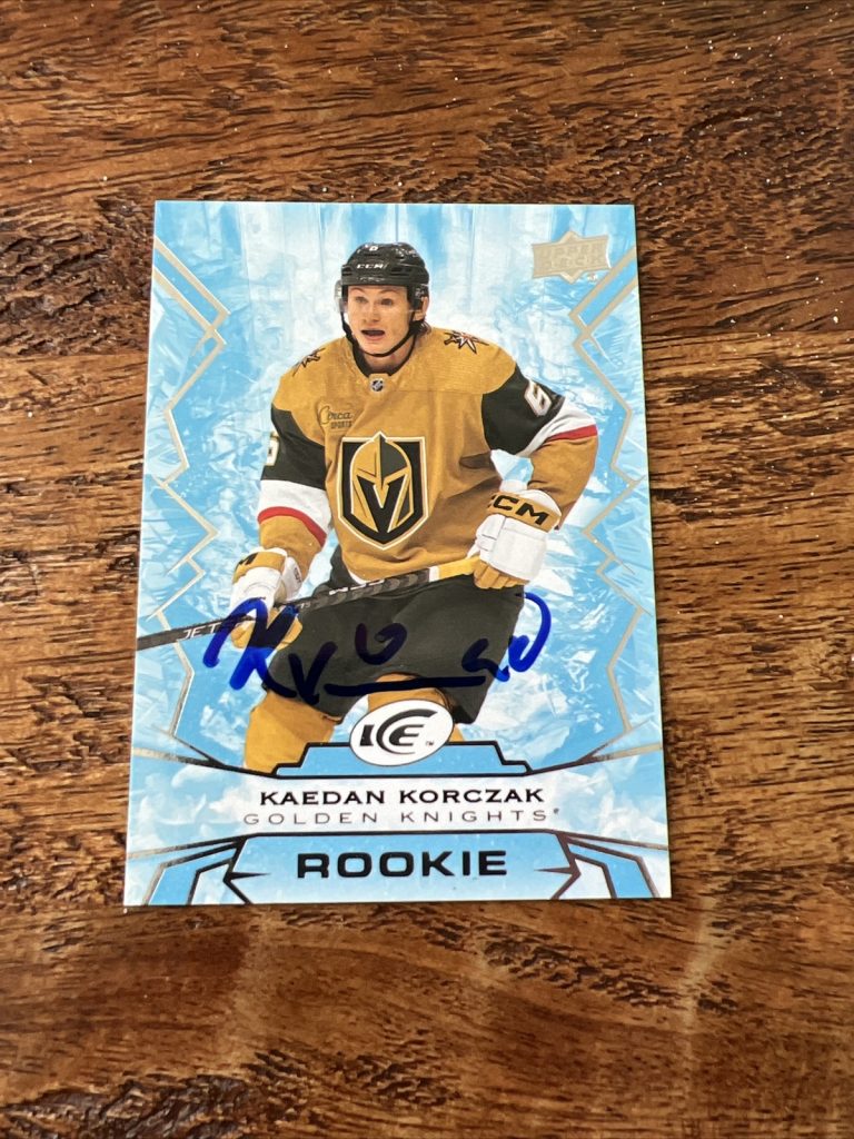 Kaedan Korczak IP Signed 2022-23 UD ICE ROOKIE Card Golden Knights Autographed