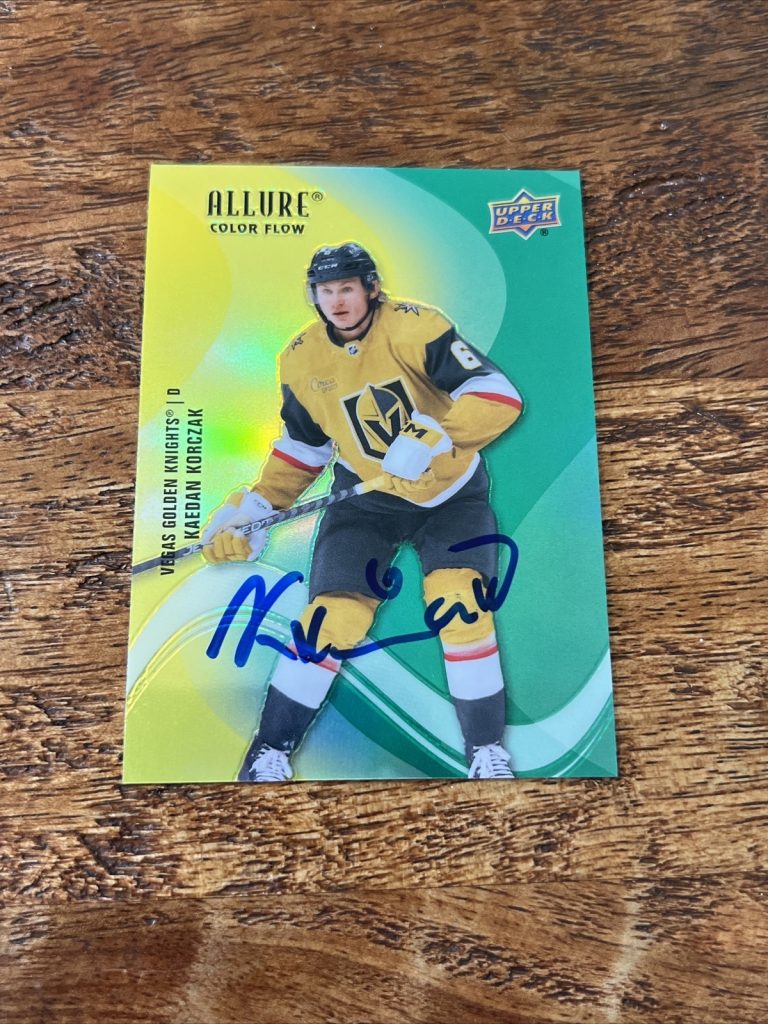 Kaedan Korczak IP Signed 2022-23 Upper Deck Allure Card Golden Knights Auto