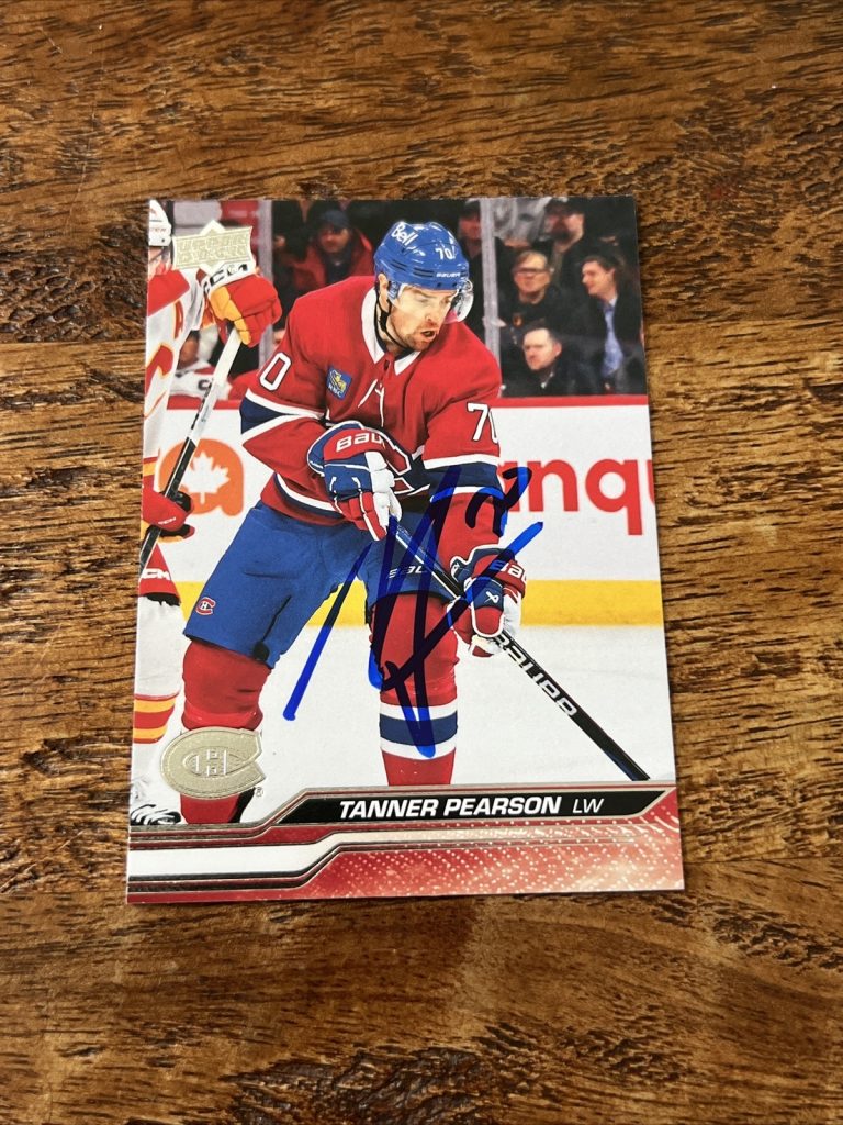 Tanner Pearson IP Signed 2023-24 Upper Deck Card Canadiens Autographed