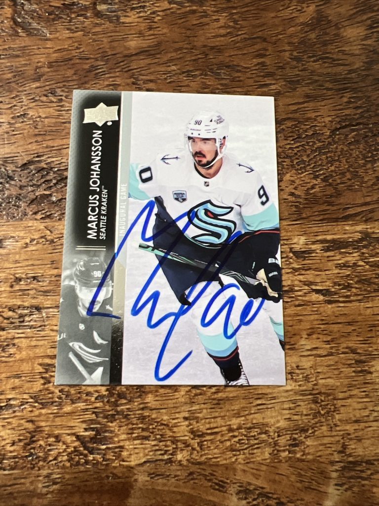 Marcus Johansson IP Signed 2021-22 Upper Deck Card Autographed Kraken