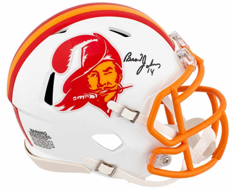 Brad Johnson Signed Buccaneers White Throwback Riddell Speed Mini Helmet -SS COA