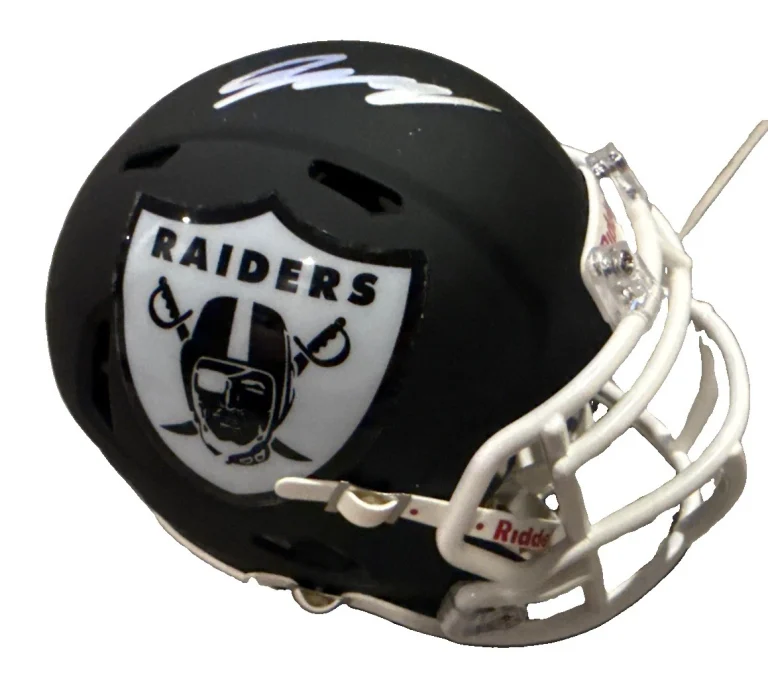 JERMOD MCCOY signed (Las Vegas Raiders) mini football helmet BECKETT BW61175