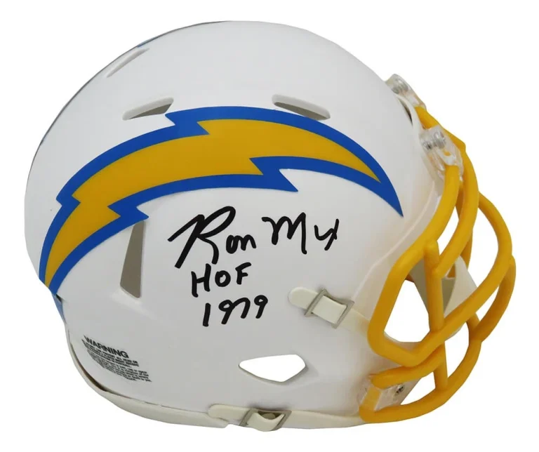 Ron Mix Signed Chargers Riddell Speed Mini Helmet w/HOF 1979 - (SCHWARTZ COA)