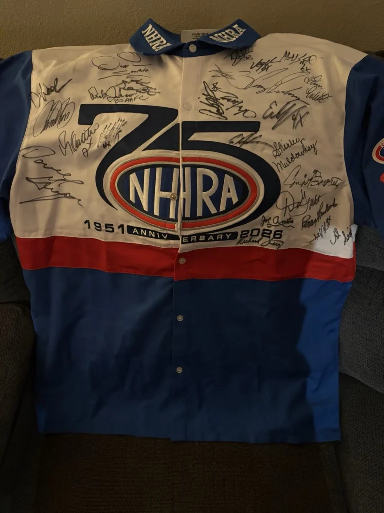 25 Nhra Legends Signed 75th Crew Shirt Shirley Muldowney Don Prudhomme Garlits
