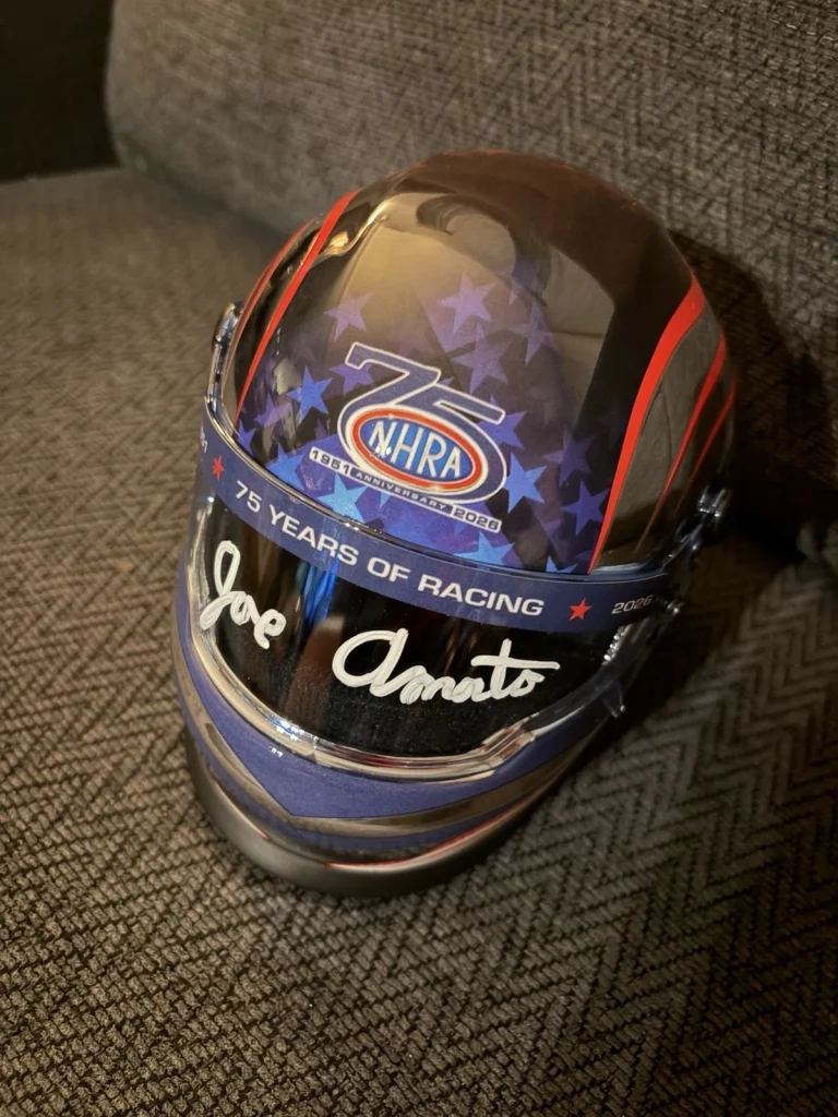 Smokin Joe Amato Signed Mini Helmet 75th Anniversary Of NHRA 2026