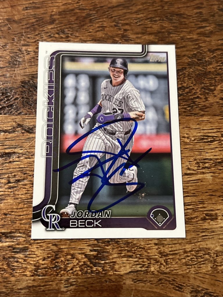 Jordan Beck IP Signed 2025 Topps Card Rockies Autographed