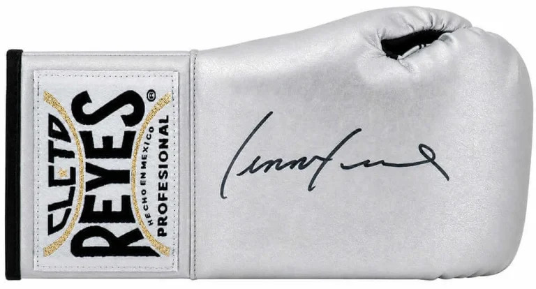 Lennox Lewis Signed Clete Reyes Silver Boxing Glove - (SCHWARTZ COA)