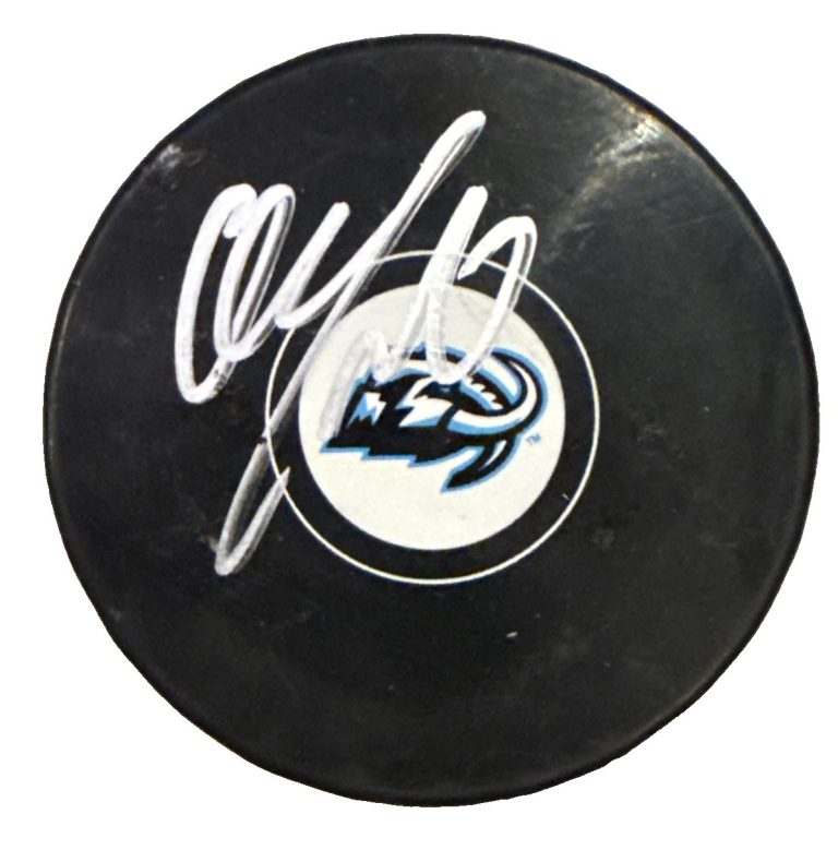 DMITRI SIMASHEV signed (UTAH MAMMOTH) Souvenir Hockey puck JSA CM05108