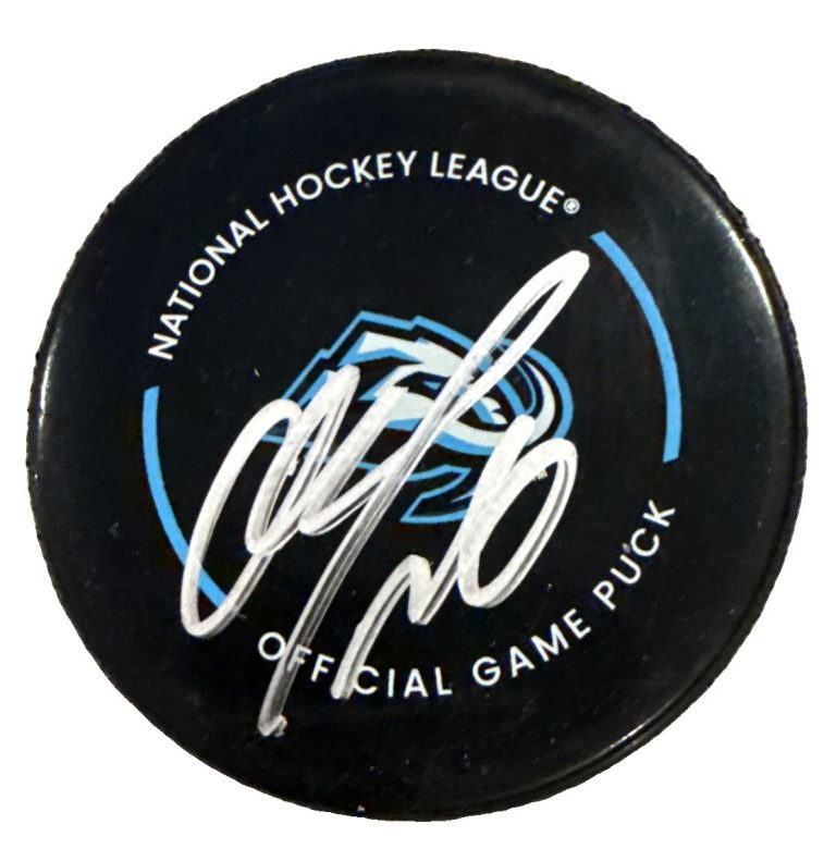 DMITRI SIMASHEV signed (UTAH MAMMOTH) Official game Hockey puck JSA CM05103