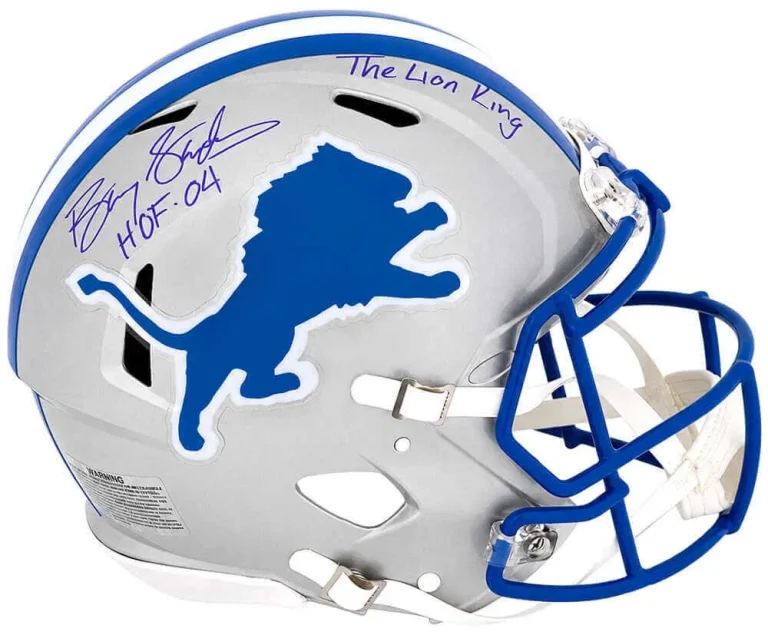 Barry Sanders Signed Lions T/B Riddell Auth ProLine Helmet w/2-INSC - (SS COA)