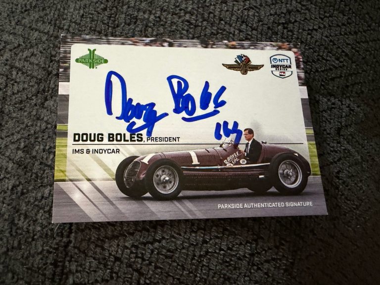 2026 Parkside Indy Car Trading Promo Card 500 Signed Doug Boles IMS President