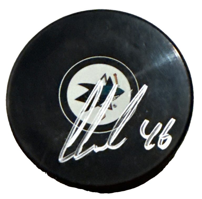 CAM LUND signed (SAN JOSE SHARKS) Souvenir Hockey puck JSA COA CM05118