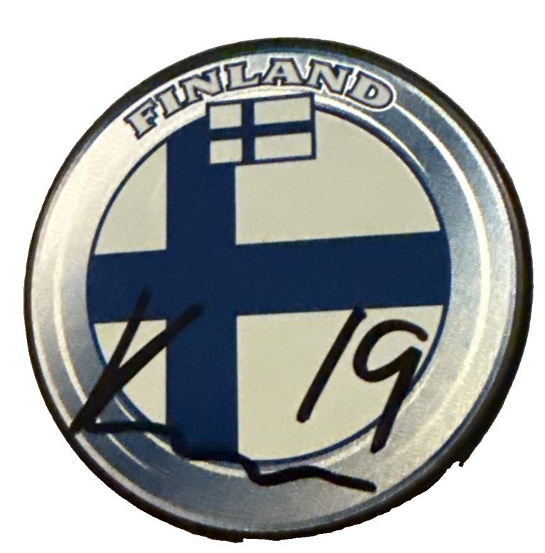 KONSTA HELENIUS signed (BUFFALO SABRES) Finland Country puck JSA COA CM05055