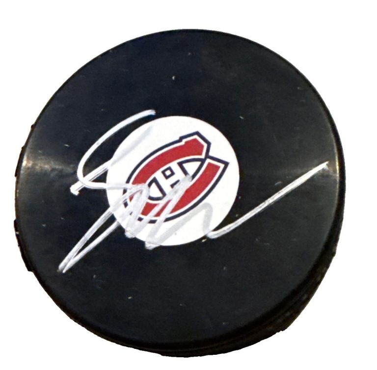 LANE HUTSON signed (MONTREAL CANADIENS) souvenir hockey puck JSA COA CL00126