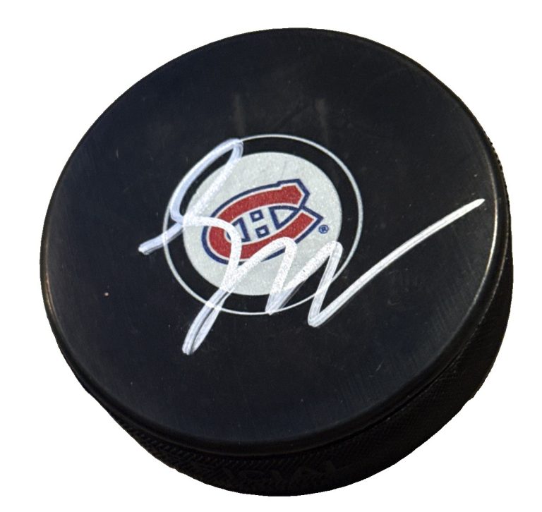 LANE HUTSON signed (MONTREAL CANADIENS) souvenir hockey puck JSA COA CL00130