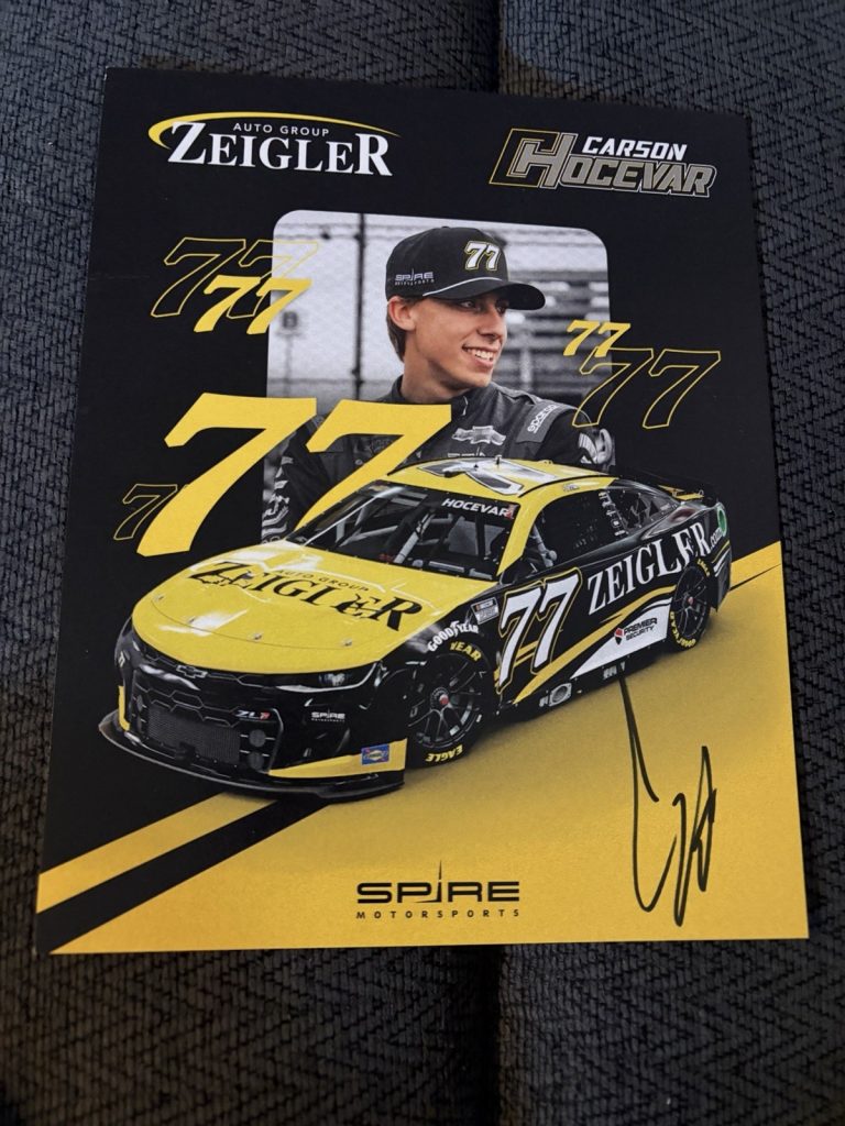Carson Hocevar Signed Promo Hero Card NASCAR 2024 Spire Racing