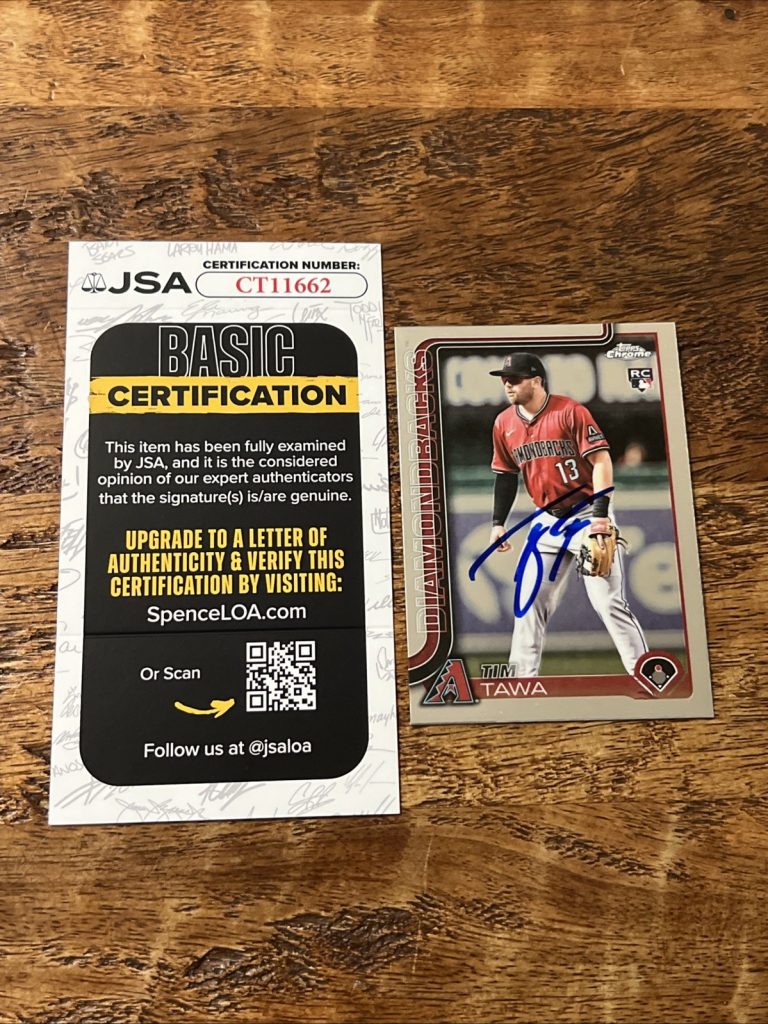 Tim Tawa IP Signed Topps Chrome Rookie Card JSA Coa Diamondbacks Autographed