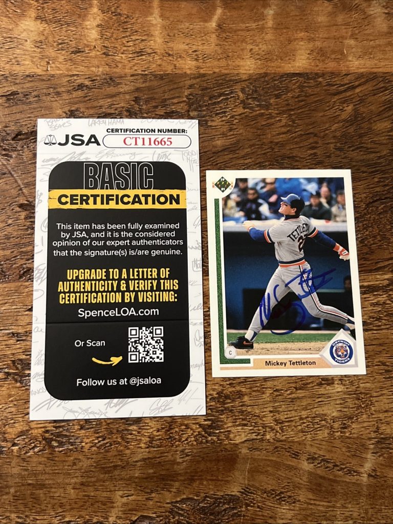 Mickey Tettleton IP Signed Upper Deck Card JSA Coa Tigers Autographed