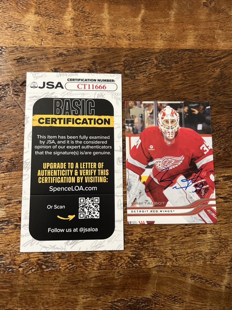 Cam Talbot IP Signed Upper Deck Card JSA Coa Red Wings Autographed