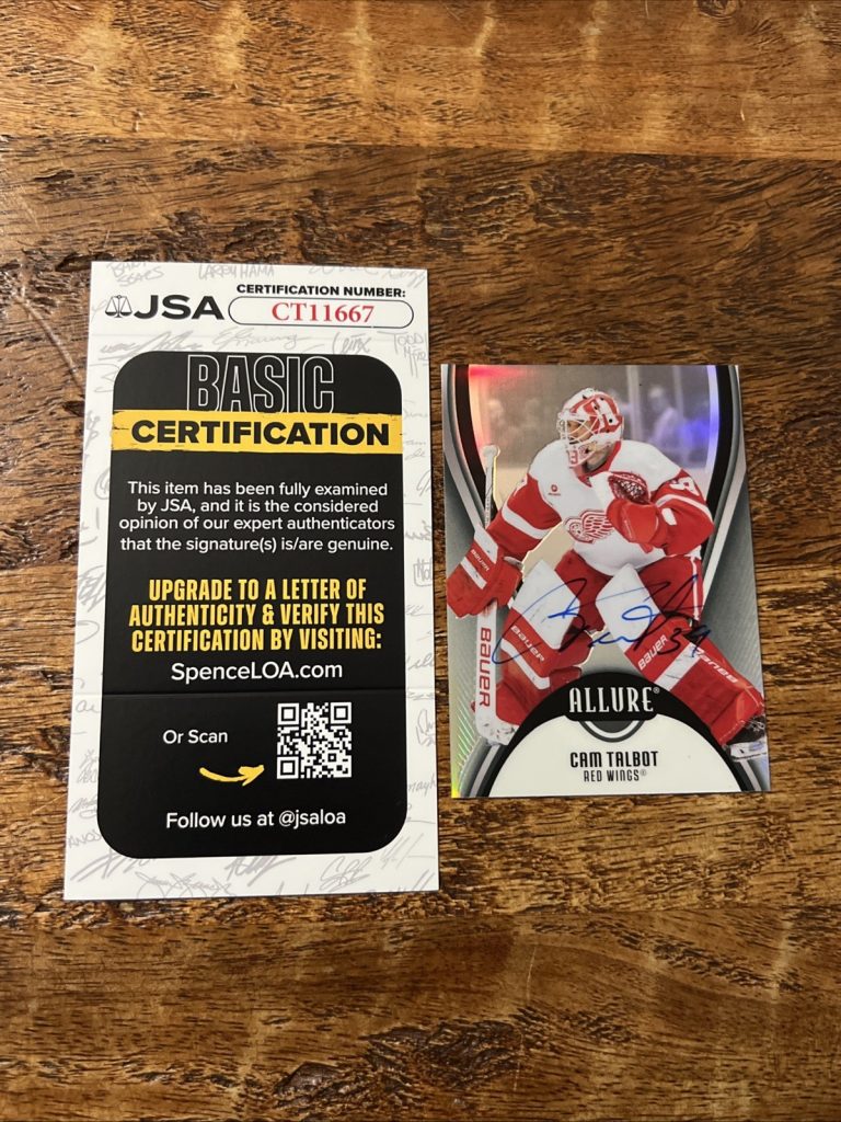 Cam Talbot IP Signed Upper Deck Allure Card JSA Coa Red Wings Autographed