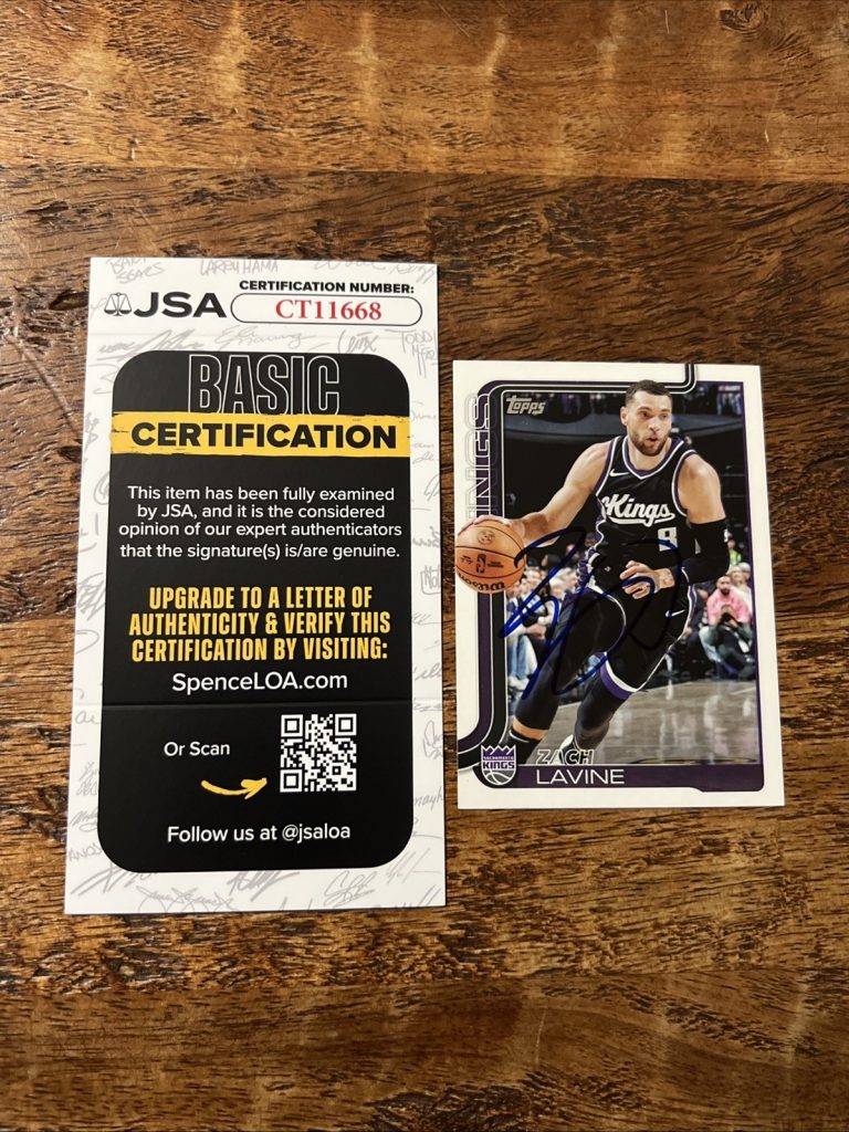 Zach Lavine IP Signed Topps Card JSA Coa Kings Autographed