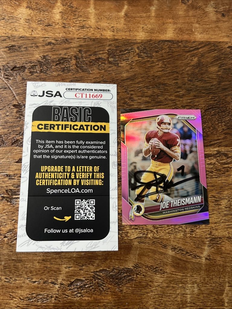 Joe Theismann IP Signed Prizm Football Card JSA Coa Autographed Washington