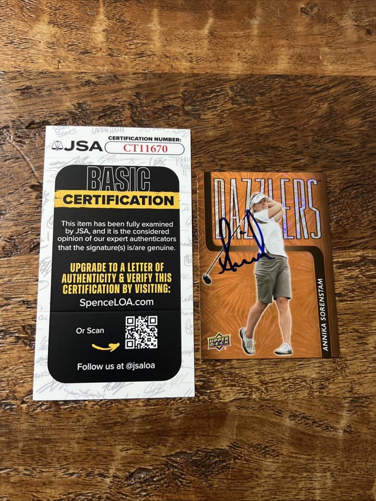 Annika Sorenstam IP Signed UD Dazzlers Card JSA Coa Autographed Golf