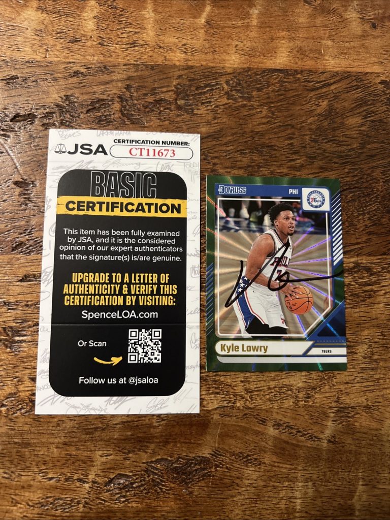 Kyle Lowry IP Signed Donruss Card JSA Coa Autographed 76ers