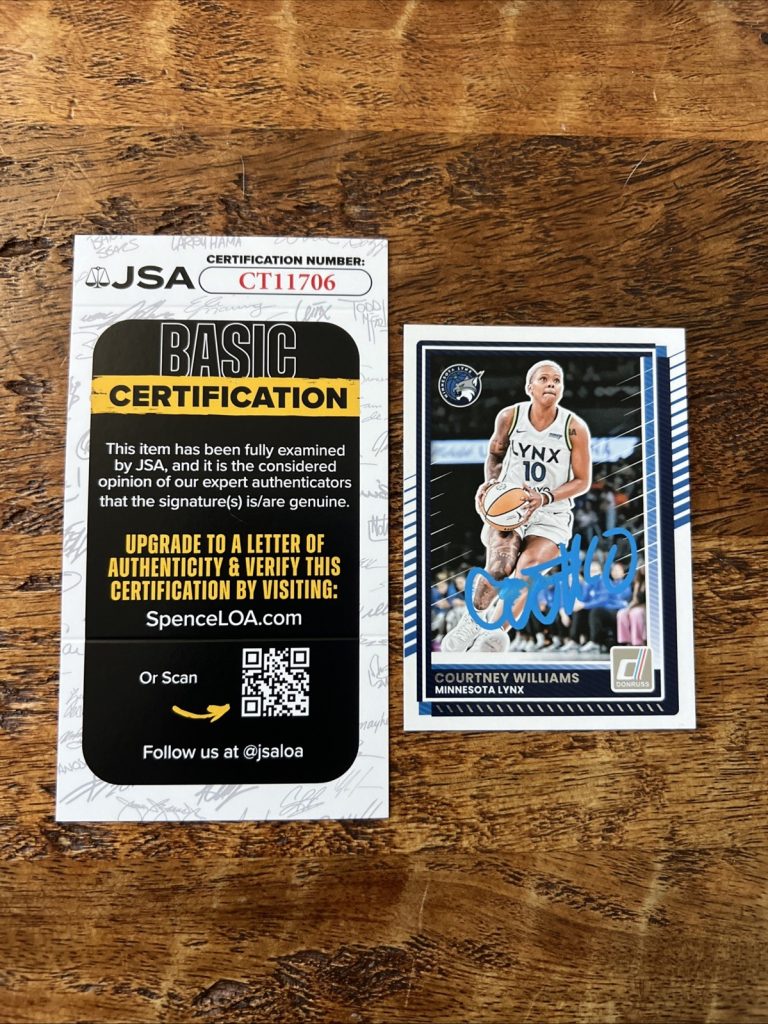 Courtney Williams IP Signed Donruss Card JSA Coa Lynx Autographed WNBA