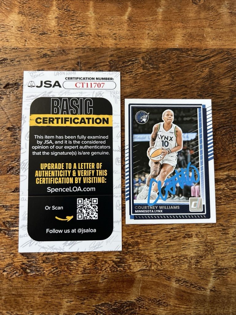 Courtney Williams IP Signed Donruss Card JSA Coa Lynx Autographed WNBA
