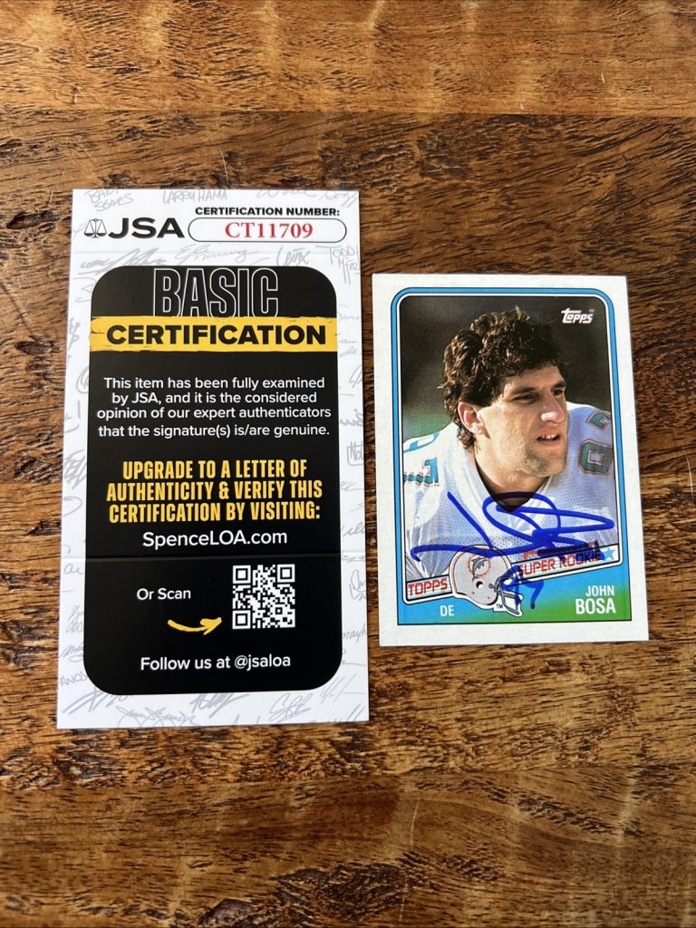 John Bosa IP Signed Topps Rookie Card JSA Coa Dolphins Autographed