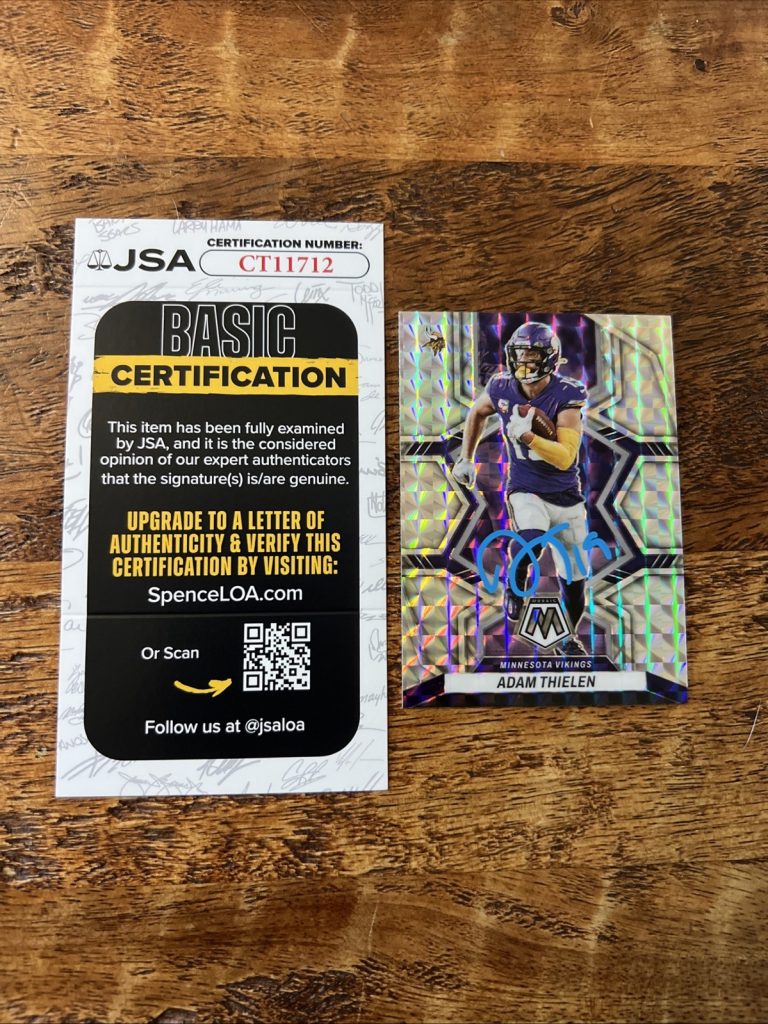Adam Thielen IP Signed Panini Mosaic Card JSA Coa Vikings Autographed