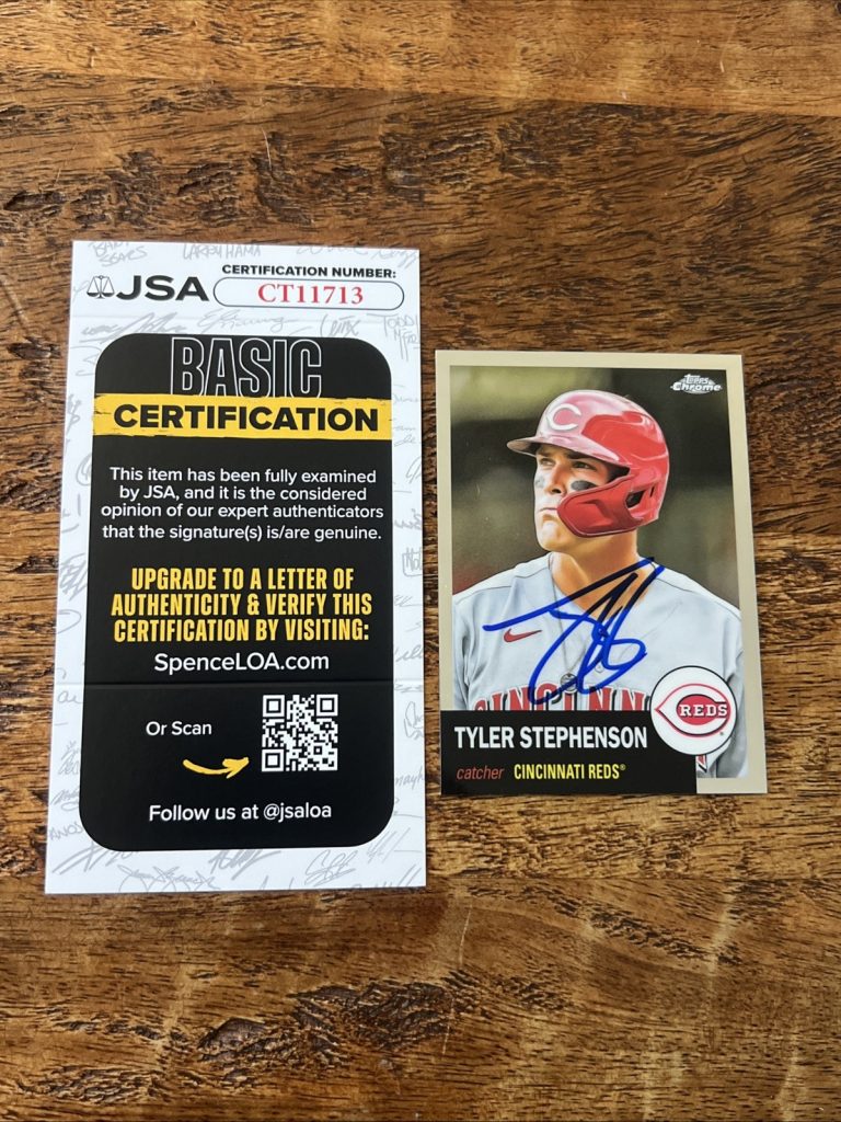 Tyler Stephenson IP Signed Topps Chrome Card JSA Coa Reds Autographed