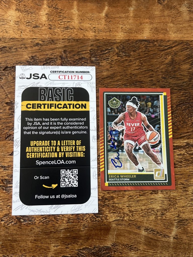 Erica Wheeler IP Signed Donruss Card JSA Coa Fever Storm Autographed WNBA