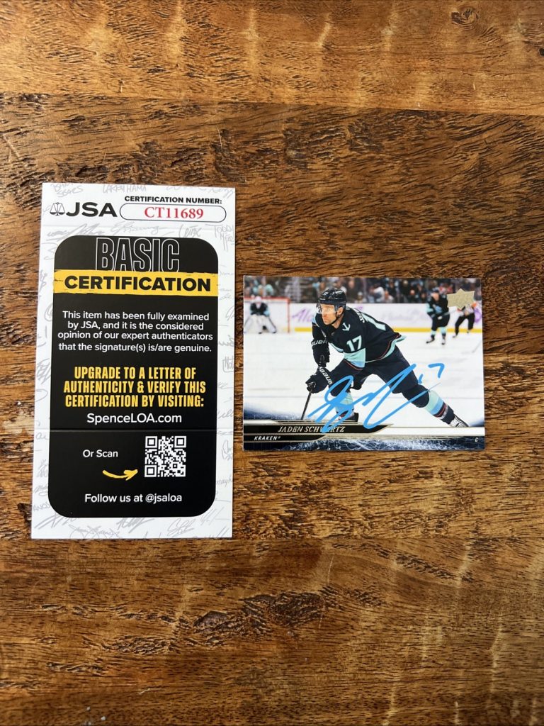 Jaden Schwartz IP Signed Upper Deck Card JSA Coa Kraken Autographed