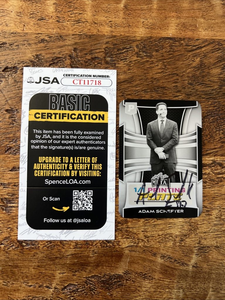 Adam Schefter IP Signed Leaf Printing Plate Card JSA Coa Autographed ESPN Sports