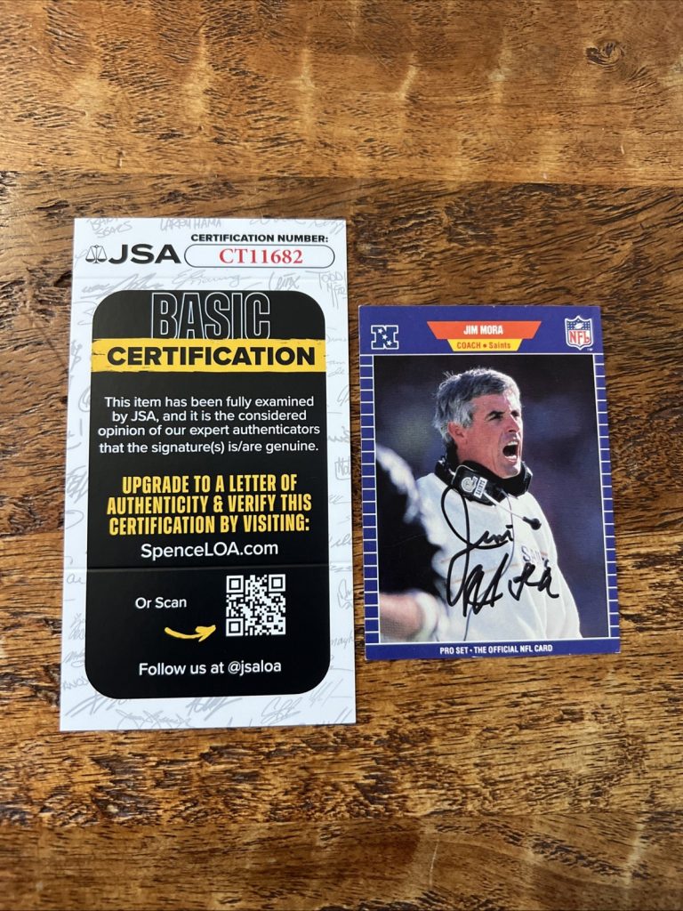 Jim Mora IP Signed Pro Set Card JSA Coa Saints Autographed