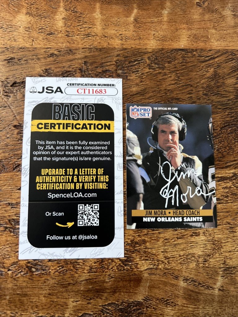 Jim Mora IP Signed Pro Set Card JSA Coa Saints Autographed