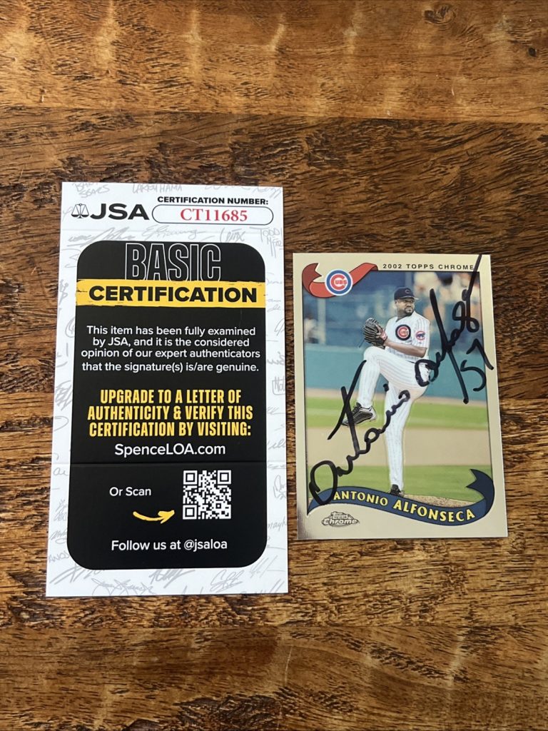 Antonio Alfonseca IP Signed Topps Chrome Card JSA Coa Cubs Autographed