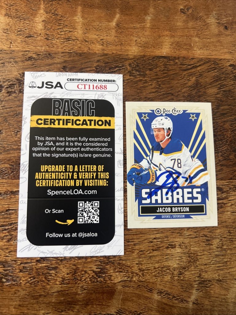 Jacob Bryson IP Signed O Pee Chee Card JSA Coa Sabres Autographed
