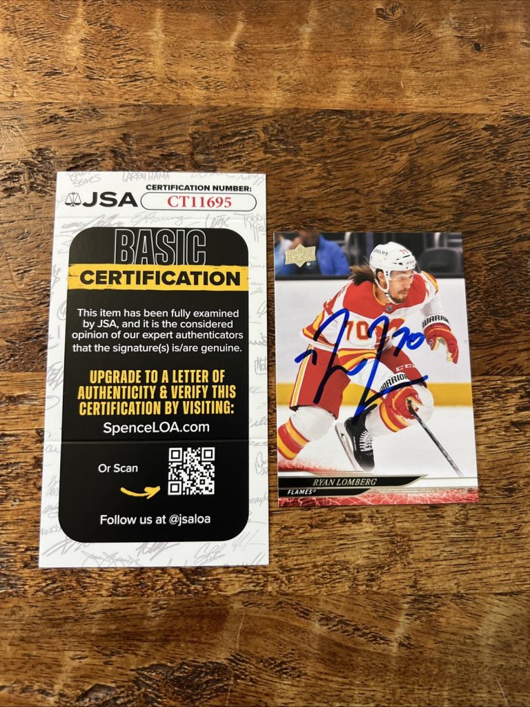 Ryan Lomberg IP Signed Upper Deck Card JSA Coa Flames Autographed