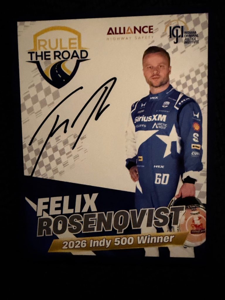 Felix Rosenqvist 2026 Indy 500 Signed Promo Card 9/12/26 Rule The Road