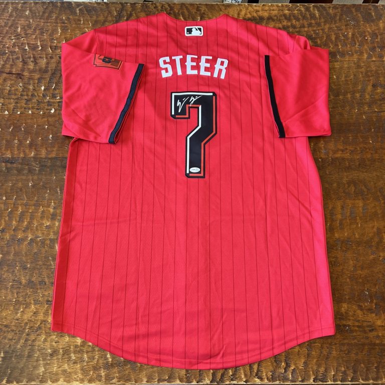 Spencer Steer Signed Cincinnati Reds Jersey JSA Coa Autographed