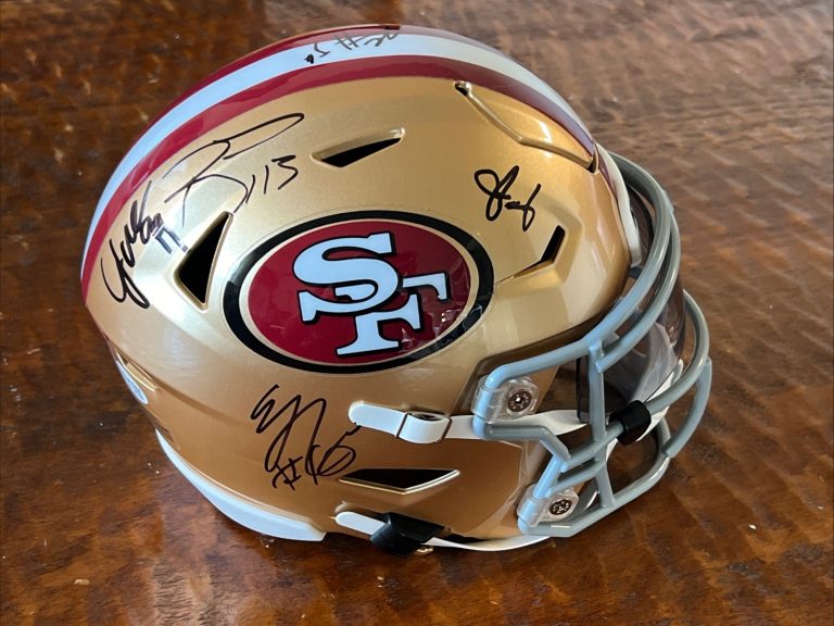 Brock Purdy Eddy Pineiro Signed San Francisco 49ers Mid Size Helmet JSA Coa