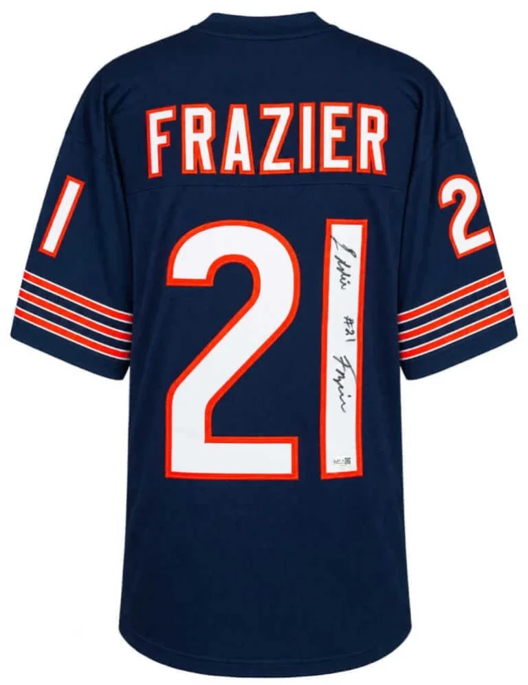Leslie Frazier (BEARS)Signed Navy Custom Football Jersey - (JSA COA)
