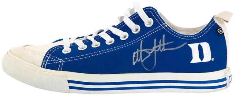Christian Laettner Signed Duke SKICKS White & Blue Shoe - (Right Foot) -(SS COA)