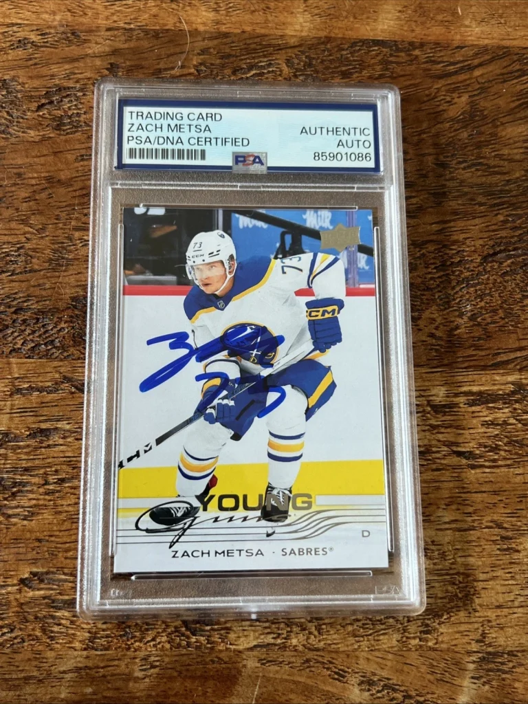 Zach Metsa IP Signed UD Young Guns Card Psa Dna Coa Slab Sabres Autographed