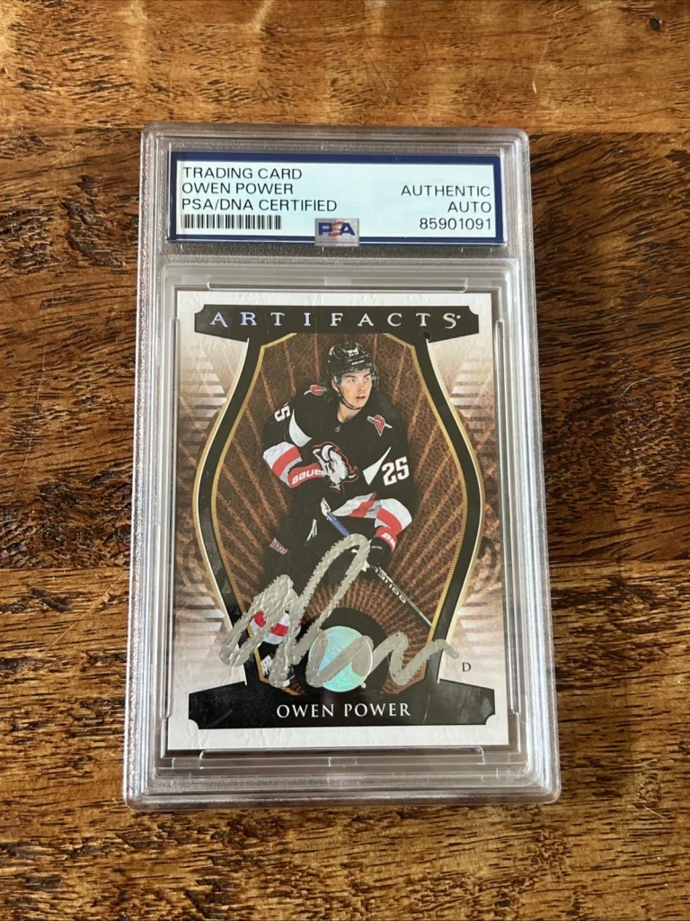 Owen Power IP Signed UD Artifacts Leather Card Psa Dna Slab Sabres Autographed