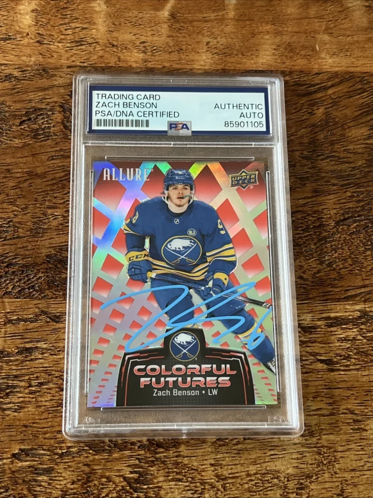 Zach Benson IP Signed Upper Deck Allure Card PSA DNA Coa Slab Sabres Autographed
